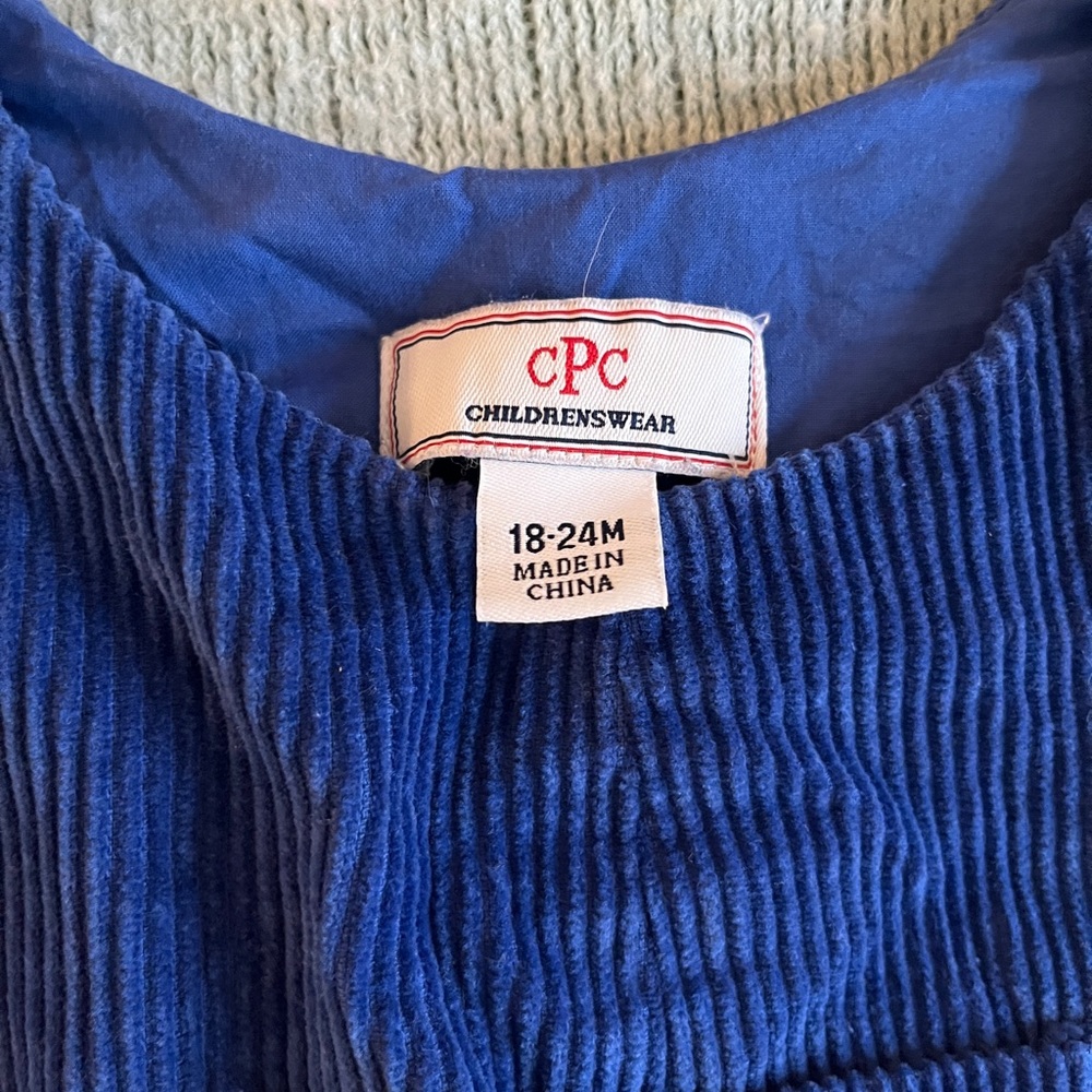 Blue corduroy overalls